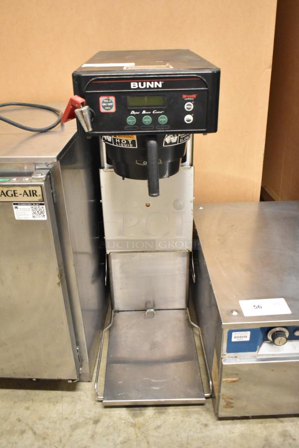 Bunn ITCB-DV stainless steel iced tea machine with hot water dispenser, poly brew basket, and digital controls. 120V, 1 Phase.