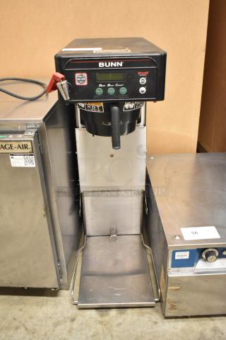 Bunn ITCB-DV stainless steel iced tea machine with hot water dispenser, poly brew basket, and digital controls. 120V, 1 Phase.