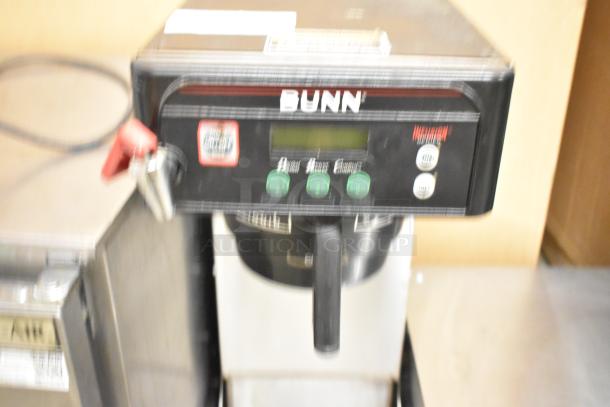Bunn ITCB-DV Iced Tea Machine, stainless steel, with hot water dispenser and poly brew basket. Model: ITCB-DV, 120V, 1 phase.