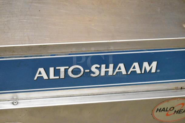 Alto Shaam 500-1D Halo Heat stainless steel commercial warming drawer, 208-240 volts, 1 phase, logo visible.