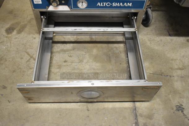 Alto Shaam 500-1D Halo Heat single warming drawer, stainless steel, commercial, 208-240V, visible wear, includes control panel.