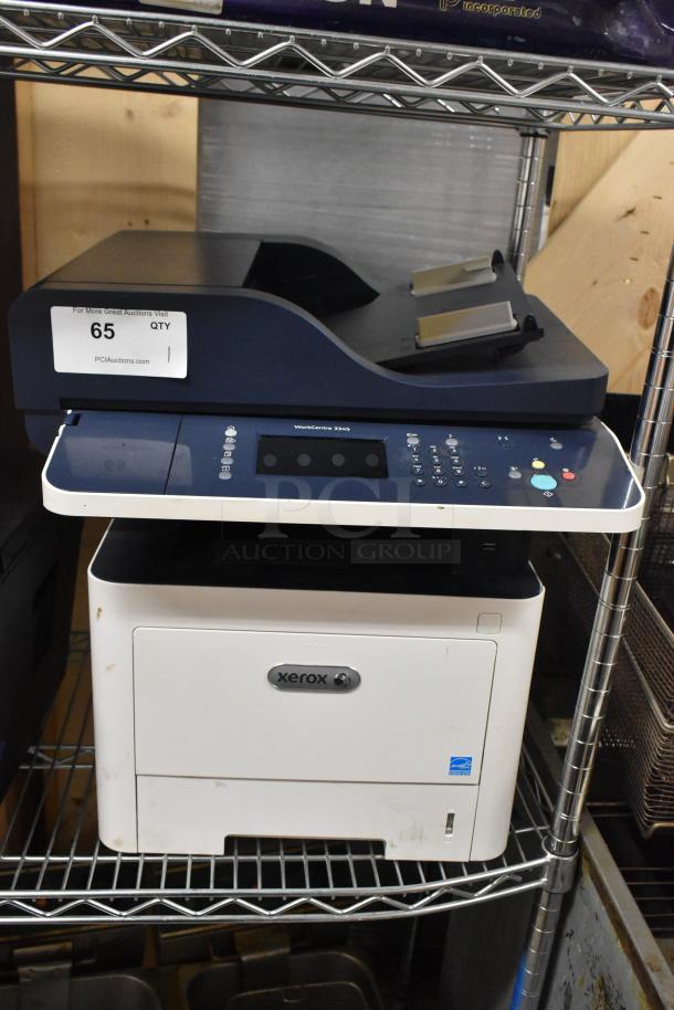 Xerox WorkCentre 3345 countertop printer copier, in used condition, with control panel and visible brand logo.