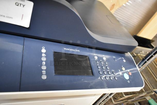 Xerox WorkCentre 3345 printer/copier, touchscreen, keypad, good condition, visible control panel buttons.