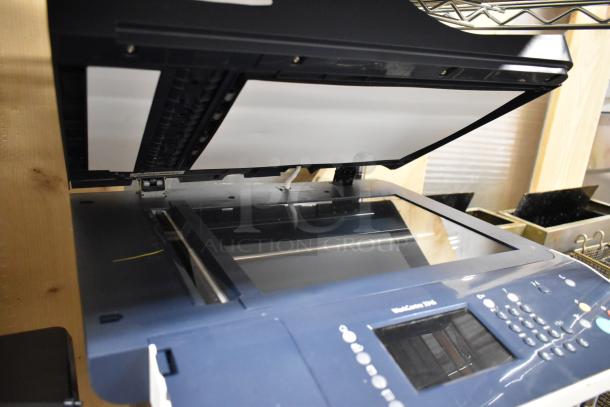 Xerox WorkCentre 3345 Countertop Printer Copier, open scanner lid, keypad visible, excellent condition.