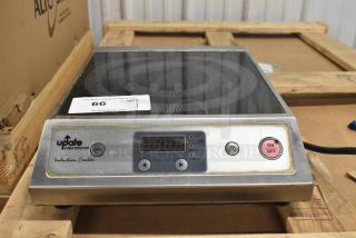 Update IC-1800W stainless steel induction range, countertop model, single deck, 120V, 1 phase, digital display, used condition.