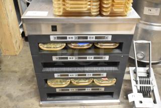 Blodgett UCI/AA stainless steel commercial heated holding case, countertop model with multiple shelves, used condition.