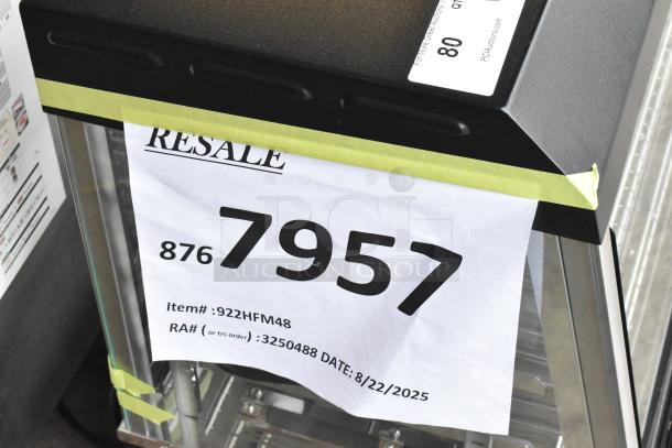 Brand new Vollrath 922HFM48 hot food merchandiser, 120V, with resale tags, indicating a scratch and dent condition.