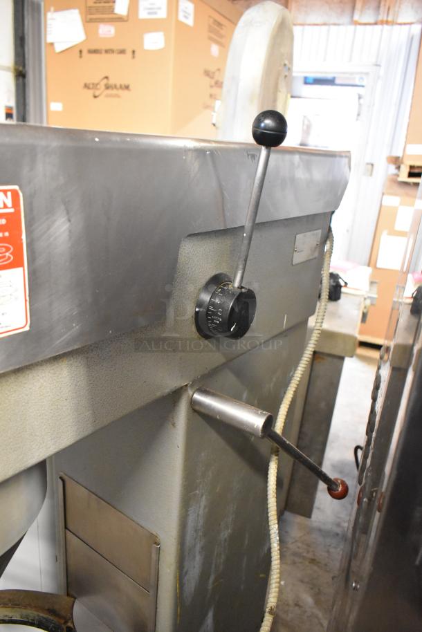 Varimixer W60P commercial metal dough mixer, planetary style, with dough hook and paddle. 208V, 3-phase, visible controls.