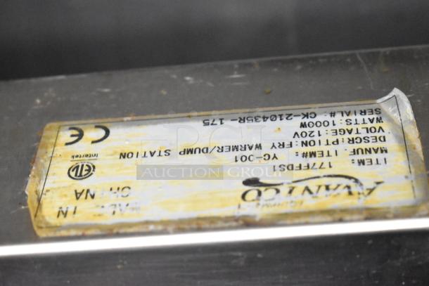 Avantco metal commercial countertop food warmer, 120 volts, 1 phase. Visible label shows model VC-301 and Made in China marking.