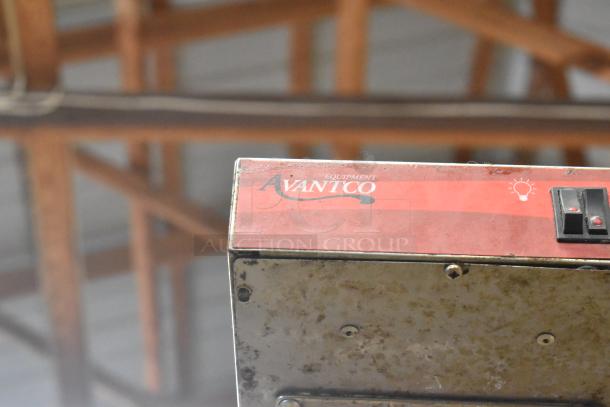 2019 Avantco 177FFDS1 metal countertop warmer, 120 volts, 1 phase. Visible Avantco branding, switch, and light indicator.
