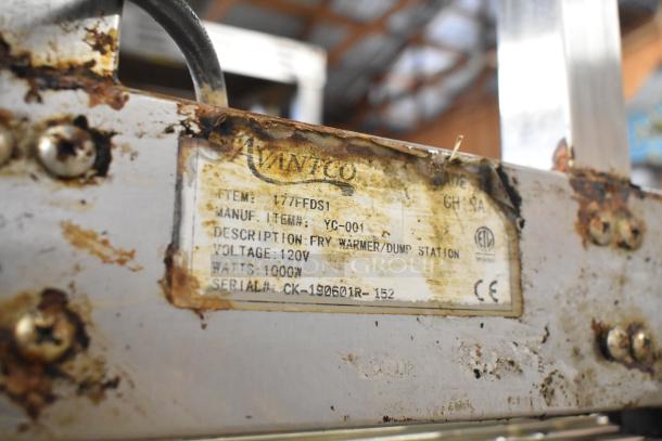 2019 Avantco 177FFDS1 metal countertop warmer, 120V, used condition, visible label with model info and serial number.