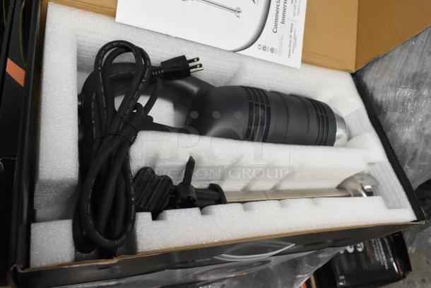 Brand new AvaMix 928IBHD12 12" heavy-duty immersion blender in box, 1 1/4 hp, variable speed, 120V, 1 phase, scratch and dent condition.