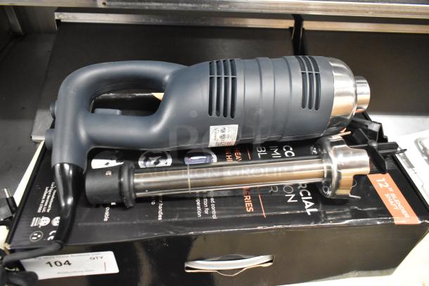 Brand new AvaMix 928IBHD12 12" immersion blender, heavy-duty, variable speed, visible label, 1 1/4 hp, 120V.