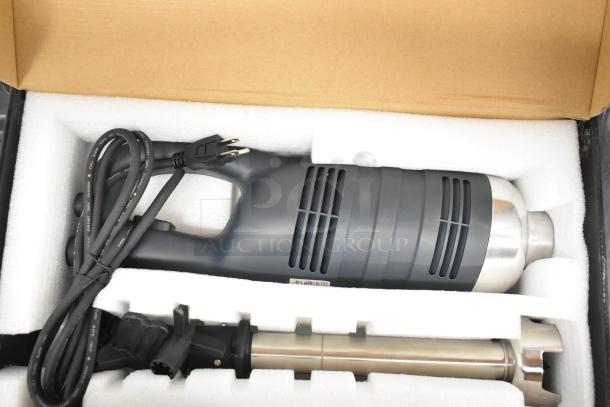 Brand new AvaMix 928IBHD12DX 12" heavy-duty immersion blender in box, 1 1/4 hp, variable speed, 120V, 1 phase with cord.