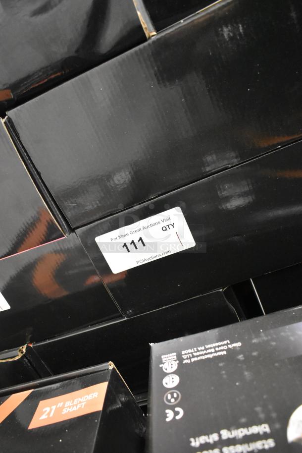 "Brand new scratch and dent AvaMix 928IBHD12DX 12" immersion blender, 1 1/4 hp, 120V. Box marked '21" Blender Shaft'."