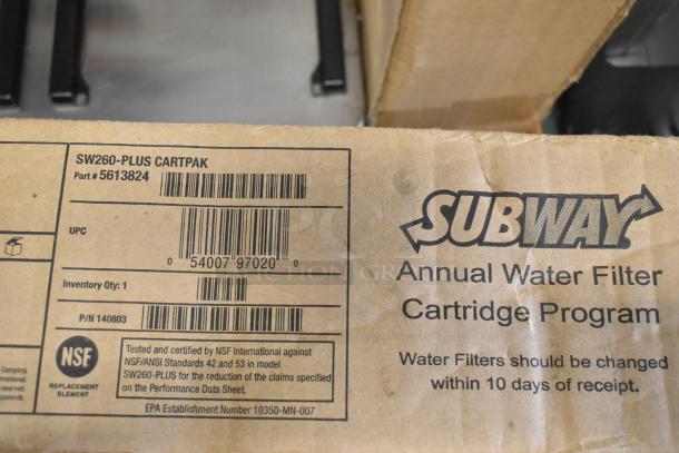 3M SW260-PLUS water filter set, brand new scratch and dent, part #5613824. Certified by NSF, Subway branding visible on box.