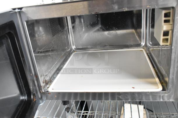 2021 Galaxy 177MW1000PD metal commercial countertop microwave oven, 120V, internal view, slight wear visible.