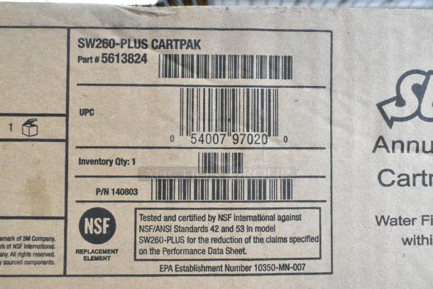 Original box of 3M Subway Water Filter Cartridge Kit, SW260-Plus, includes NSF certification details.