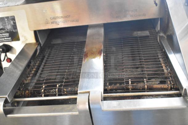 Hatco ITQ-1750-2C stainless steel conveyor toaster, visible signs of use, 1800 slices/hr, 208V, 1 phase.