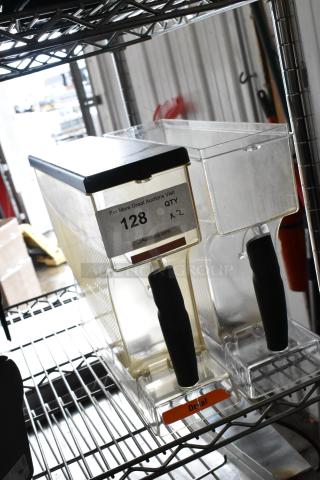 2 Clear Poly Coffee Bean Grinder Hoppers. Missing 1 Lid. 2 Times Your Bid! - Item #1218542