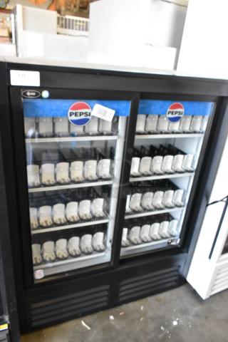 2025 QBD CD4160-HC Metal Commercial 2 Door Reach In Cooler Merchandiser w/ Poly Coated Rack. 115 Volts, 1 Phase. - Item #1218549