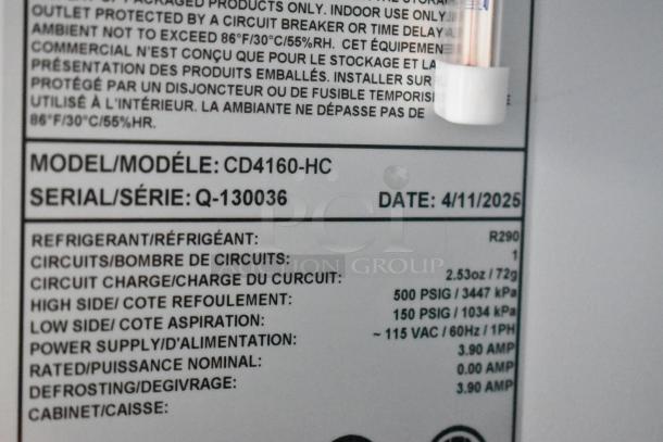 2025 QBD CD4160-HC 2-door commercial cooler, metal build, poly coated rack, 115V, 1-phase. Model: CD4160-HC.
