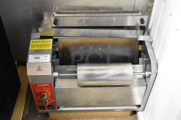 Avantco 184BT18A stainless steel commercial countertop vertical contact conveyor bun toaster, 120V, 1 phase, excellent condition.