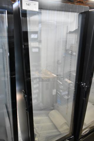 BRAND NEW SCRATCH AND DENT! KoolMore KM-MDR-1GD-10C Metal Single Door Commercial Display Merchandiser Refrigerator Cooler. 115 Volts, 1 Phase. - Item #1218561