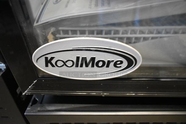 KoolMore KM-MDR-1GD-10C single door display refrigerator, metal, new with scratches and dents, 115V, 1 phase.