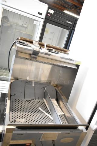 Brand new Hatco GRFHS-21 stainless steel fry holding station, 21", 120V, with packaging. Minor dents visible.