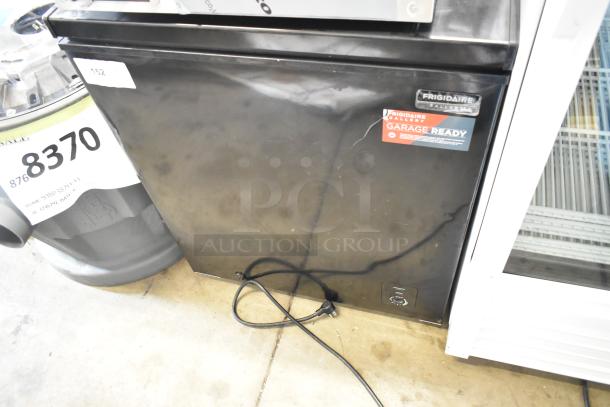 BRAND NEW Frigidaire FGFRF5009-B-BLACK-6COM chest freezer, 115 volts, garage-ready, hinge lid, scratch and dent condition.