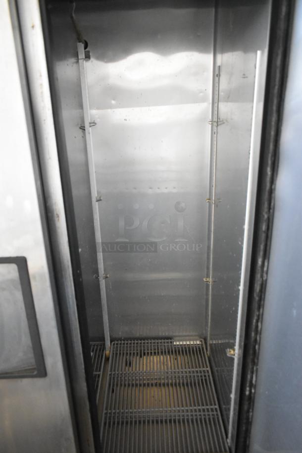 True T-35-HC Stainless Steel 2 Door Cooler, interior view, poly coated racks visible, 115V, commercial use.