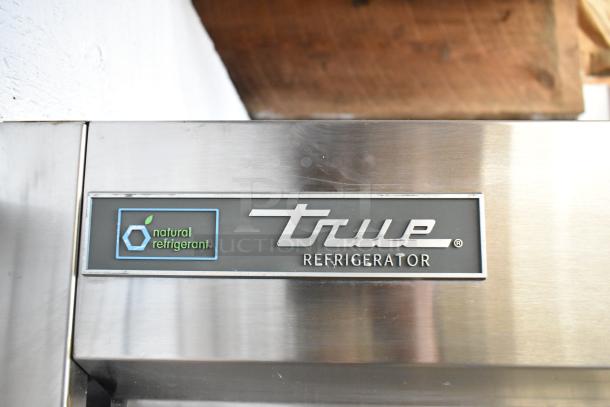 2021 True T-35-HC stainless steel 2-door cooler with natural refrigerant label. Commercial use, 115V, 1 phase.