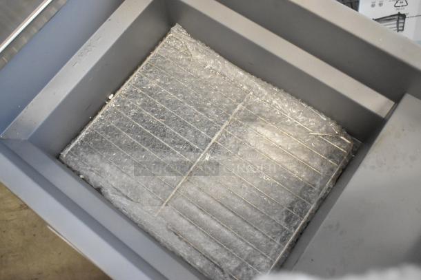 BRAND NEW CPG 351FFOP40N stainless steel open pot floor fryer, 40 lb. capacity, 90,000 BTU, shown in packaging.