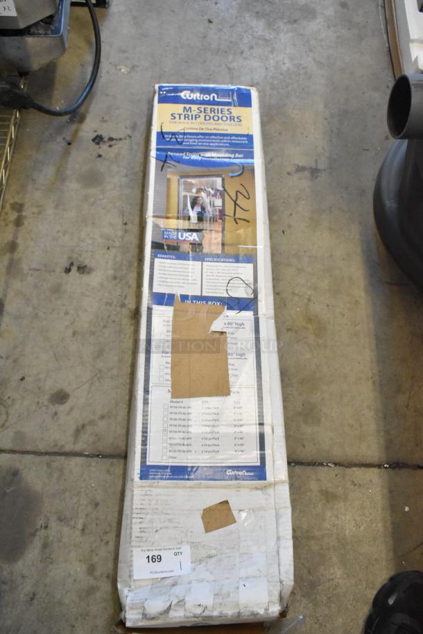 BRAND NEW Curtron M108-PR-3480 34"x80" Polar Reinforced Step-In Strip Door in original packaging, slight box damage visible.