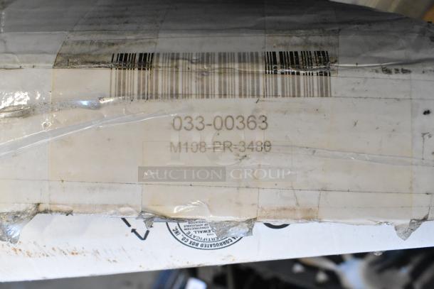 Brand new Curtron M108-PR-3480 34"x80" Polar Reinforced Step-In Refrigerator/Freezer Strip Door, barcode visible.