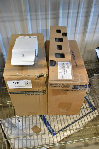 Boxes containing brand new Carlisle StorPlus food pans. Includes clear and amber high heat pans. Some boxes slightly dented.