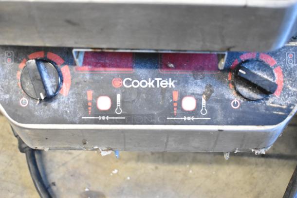 CookTek MC2502F 2 burner induction range, worn controls visible. One unit with broken glasstop. 200-240V.