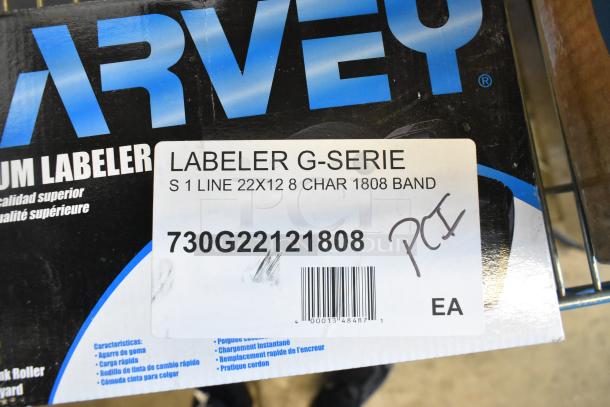 2 Brand New Garvey G2212-08008 Labelers, G-Series 22-8 #1808, 1-Line, Small Body. Scratch and Dent Condition.