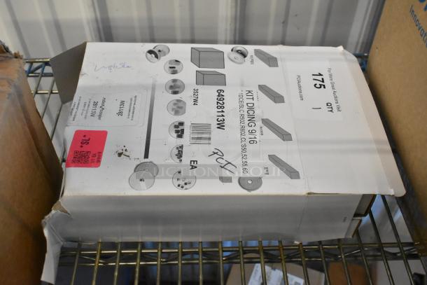Brand new Robot Coupe 28113W 9/16" dicing kit in original packaging with wear. Labels show model number and specifications.