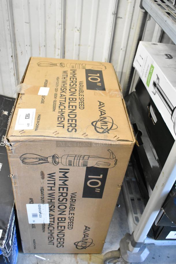 5 new AvaMix 928IBHDW10DX immersion blenders with 10" whisk, heavy-duty, variable speed, 1 1/4 hp, in original packaging.