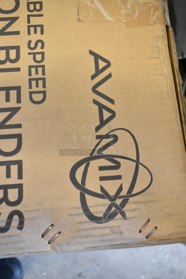 Box showing AvaMix logo, labeled "variable speed immersion blenders." Contains new AvaMix 928IBHDW10DX blender, 10" whisk.