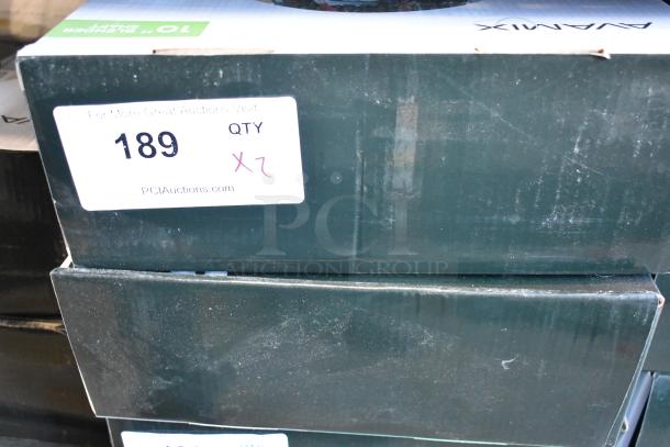 Two new AvaMix 928IBMD10DX 10" immersion blenders in packaging, labeled for auction, 3/4 hp, 120 volts, scratch and dent.