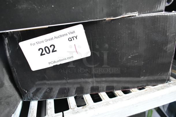 Box with label showing auction number 202 for an AvaMix 928IBHD18 18" immersion blender, brand new with minor scratches.