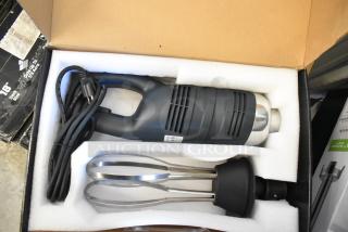 Brand new AvaMix 928IBHDW10 heavy-duty immersion blender with 10" whisk, 1 1/4 hp, 120V, original packaging.
