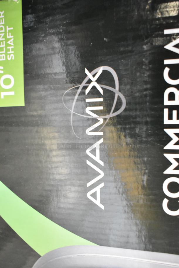 Brand new AvaMix 928IBMD10 immersion blender, 10" shaft, 3/4 hp, variable speed, 120V, scratch and dent condition.