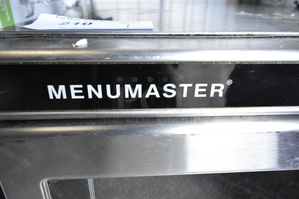 2018 Amana MRC30S2 stainless steel commercial countertop microwave, 208/240V, 1 phase, Menumaster branding visible.