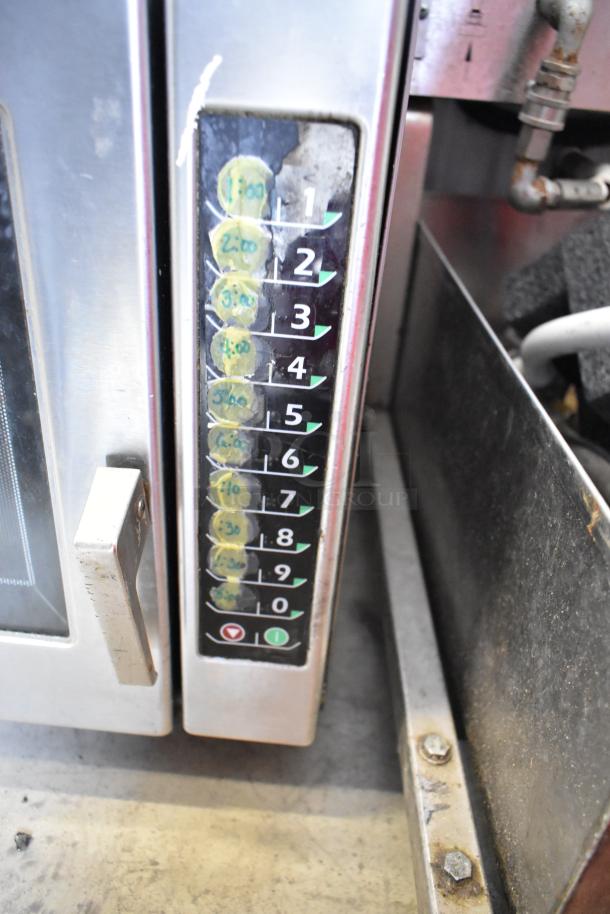 2018 Amana MRC30S2 Stainless Steel Commercial Microwave, 208/240V, 1 Phase. Keypad with custom time settings visible.