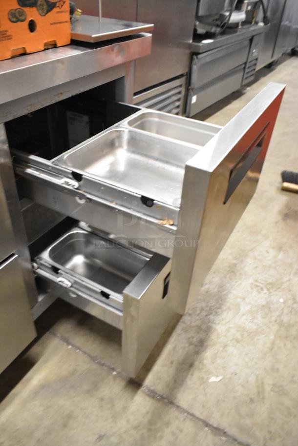 2018 Hoshizaki CRMF48-WD4 stainless steel 4-drawer cooler, worktop, commercial casters, 115V, 1 phase, excellent condition.