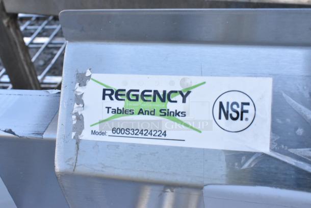 BRAND NEW Regency Stainless Steel 3 Bay Sink, Model 600S32424224. Scratch and Dent condition, no legs included. NSF label visible.